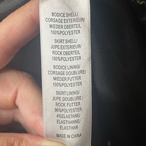 Aidan Mattox Black Stretch Lace Beaded Blouson Dress Size 4 - Picture 15 of 16